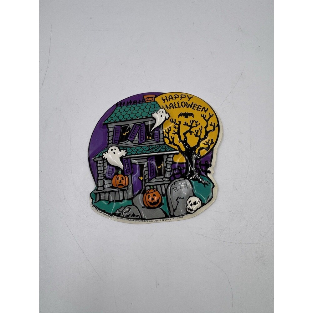 Vintage 1991 EHW Wilton Molded Plastic Cake Topper HAPPY HALLOWEEN Ghost House